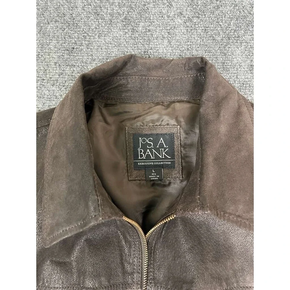 Jos A Bank Executive Collection Mens Large Brown Suede Genuine Leather Jacket - Picture 2 of 12